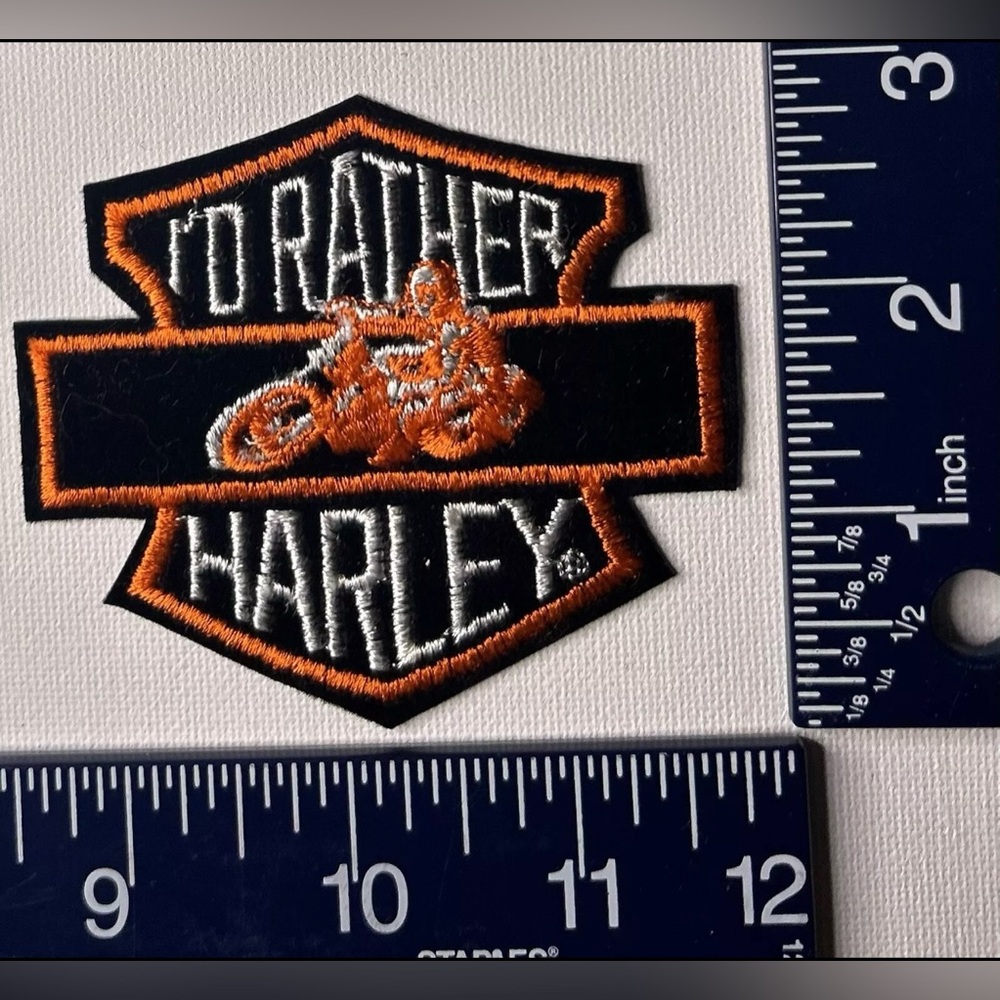 Authentic Vintage Harley-Davidson I'd Rather Harley Patch Emblem Classic small